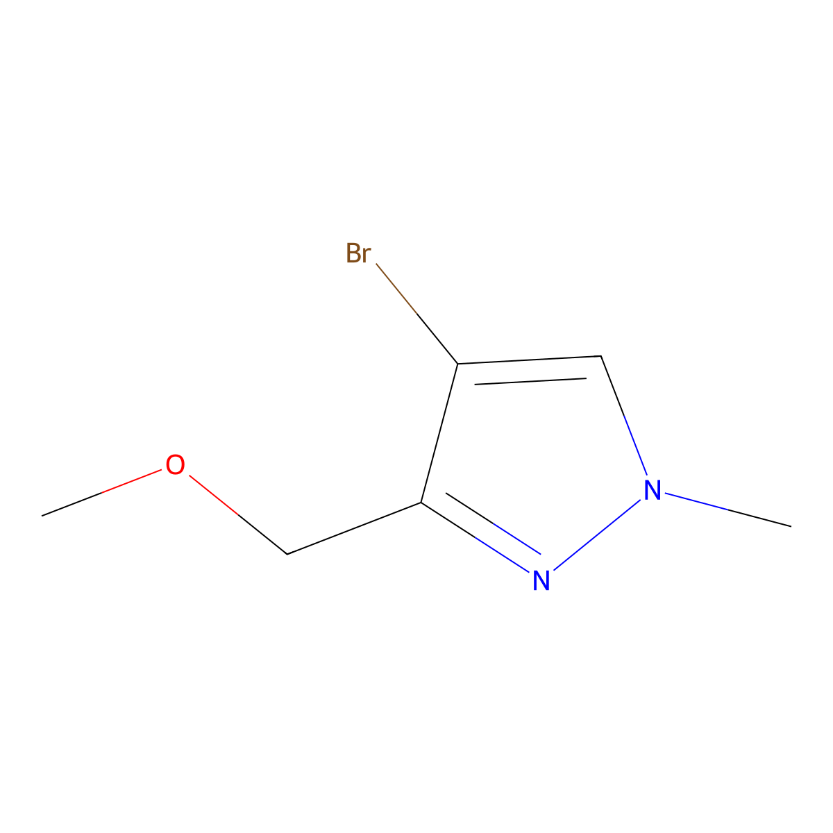 4-bromo-3-(methoxymethyl)-1-methyl-1H-pyrazole molecular structure, CAS 1619896-89-7