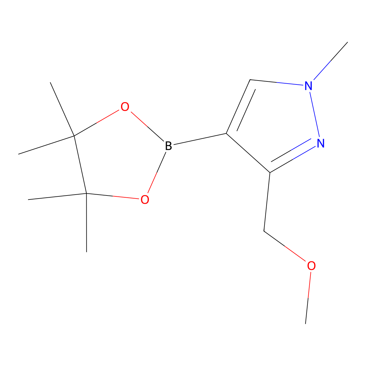 3-(methoxymethyl)-1-methyl-4-(4,4,5,5-tetramethyl-1,3,2-dioxaborolan-2-yl)-1H-pyrazole molecular structure, CAS 1619897-15-2
