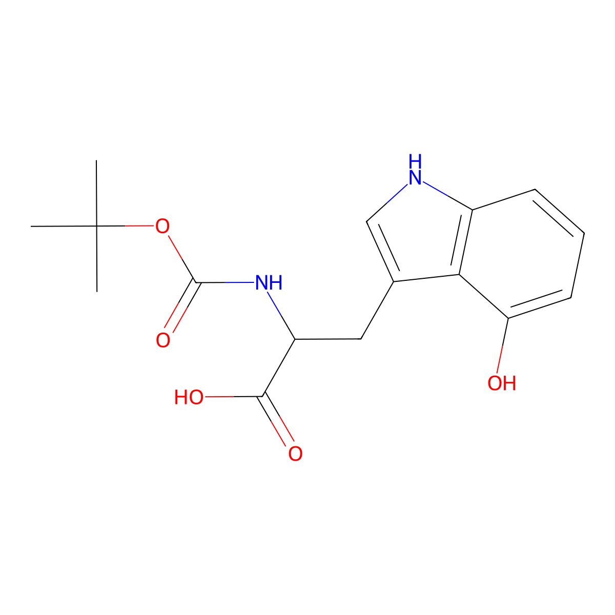 2-{[(tert-butoxy)carbonyl]amino}-3-(4-hydroxy-1H-indol-3-yl)propanoic acid molecular structure, CAS 1619932-46-5
