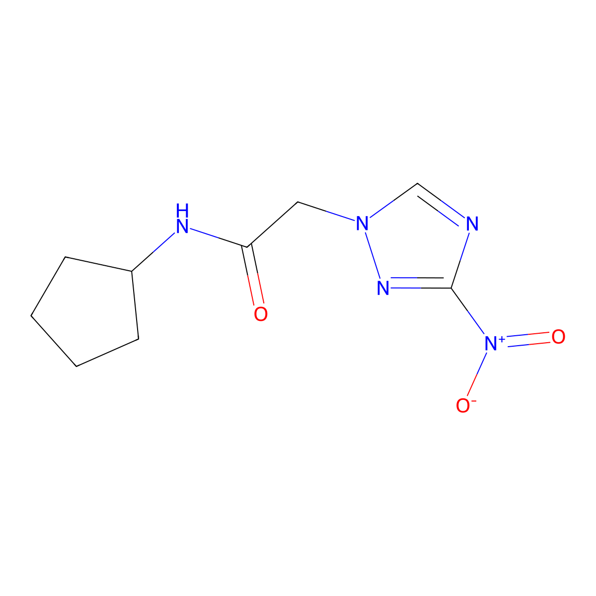 N-cyclopentyl-2-(3-nitro-1,2,4-triazol-1-yl)acetamide molecular structure, CAS 161996-33-4