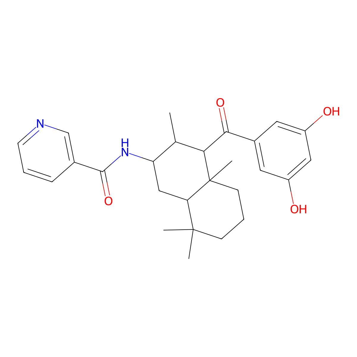 N-[(2R,3S,4S,4aS,8aS)-4-(3,5-dihydroxybenzoyl)-3,4a,8,8-tetramethyl-1,2,3,4,5,6,7,8a-octahydronaphthalen-2-yl]pyridine-3-carboxamide molecular structure, CAS 1619983-52-6