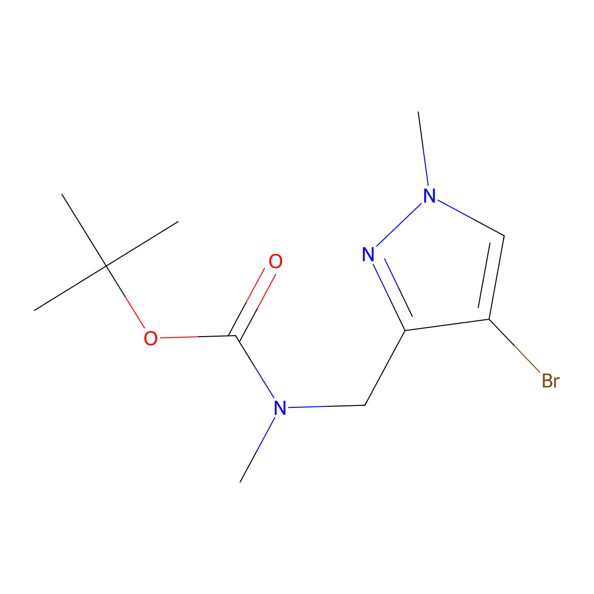 tert-Butyl ((4-bromo-1-methyl-1H-pyrazol-3-yl)methyl)(methyl)carbamate molecular structure, CAS 1619987-14-2