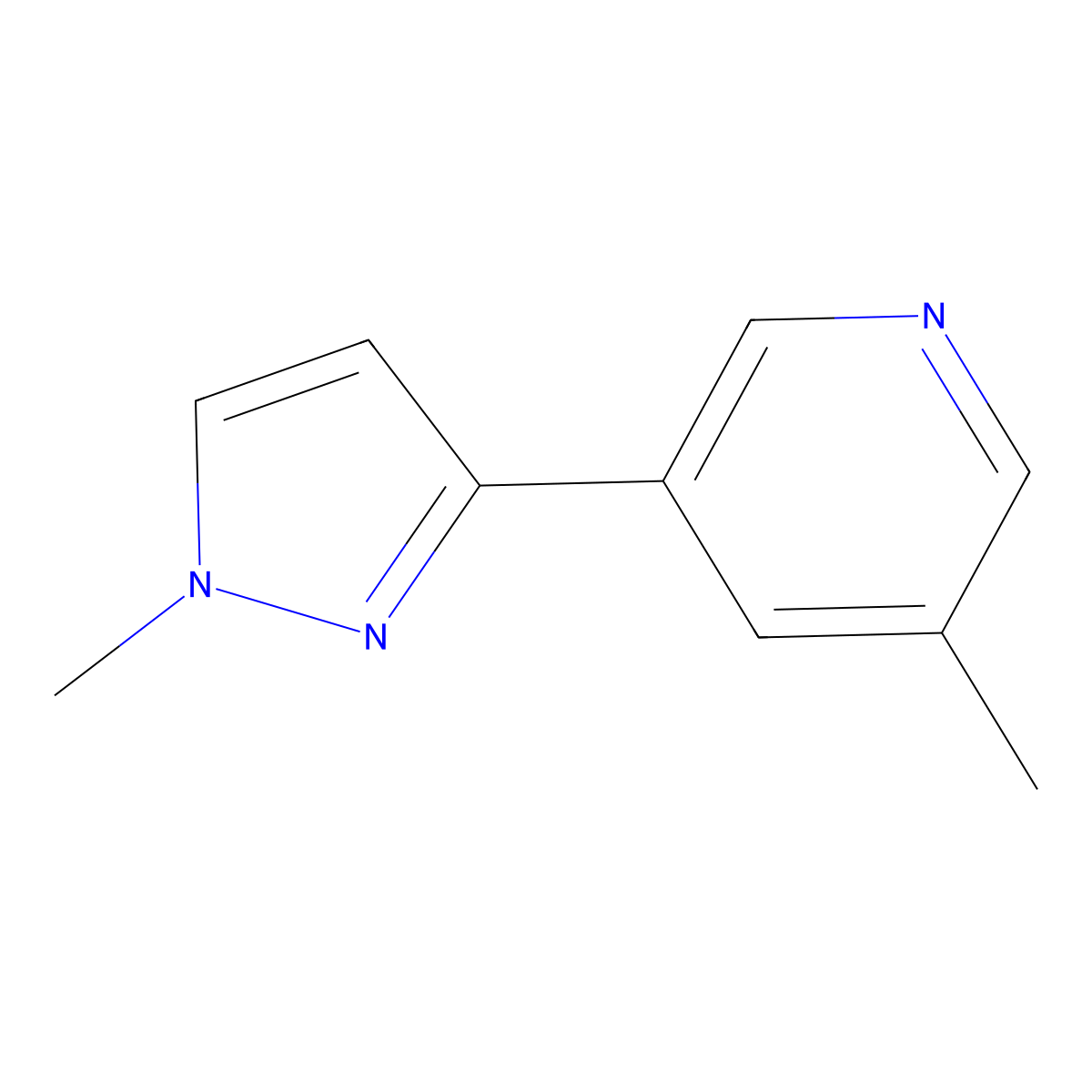 3-Methyl-5-(1-methyl-1H-pyrazol-3-yl)pyridine molecular structure, CAS 1619989-48-8