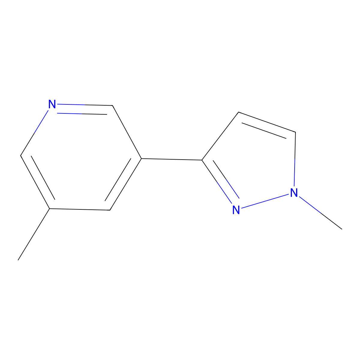 3-Methyl-5-(1-methyl-1H-pyrazol-3-yl)pyridine molecular structure, CAS 1619989-48-8