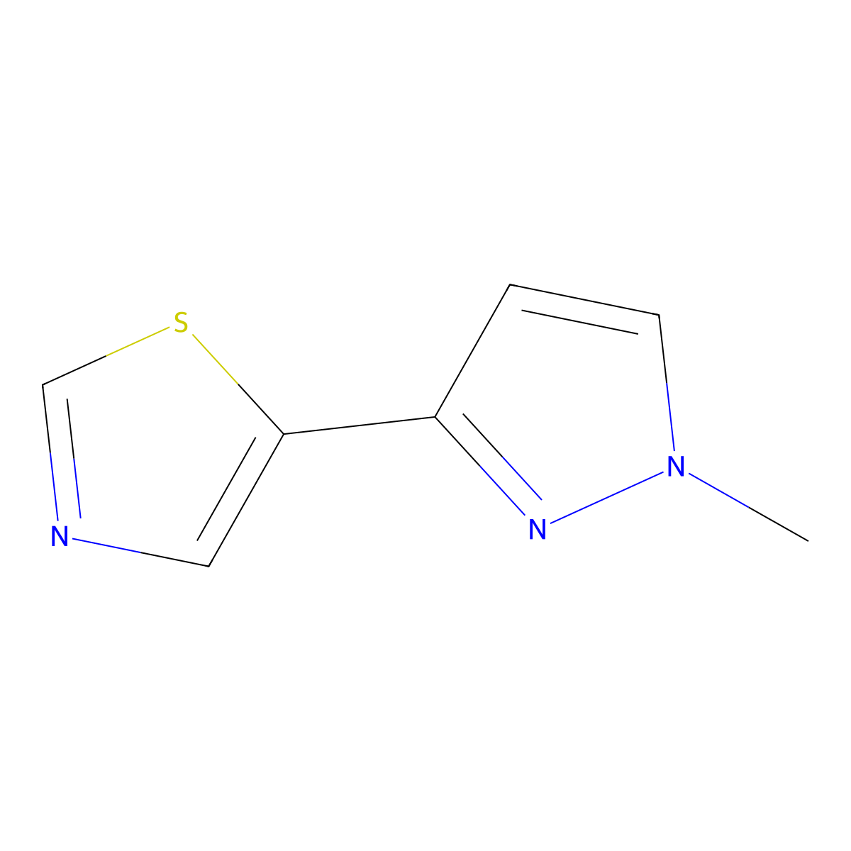 5-(1-Methyl-1H-pyrazol-3-yl)thiazole molecular structure, CAS 1619990-18-9