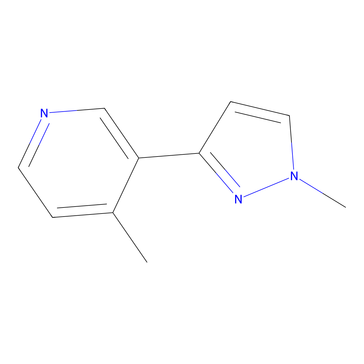 4-Methyl-3-(1-methyl-1H-pyrazol-3-yl)pyridine molecular structure, CAS 1619991-47-7