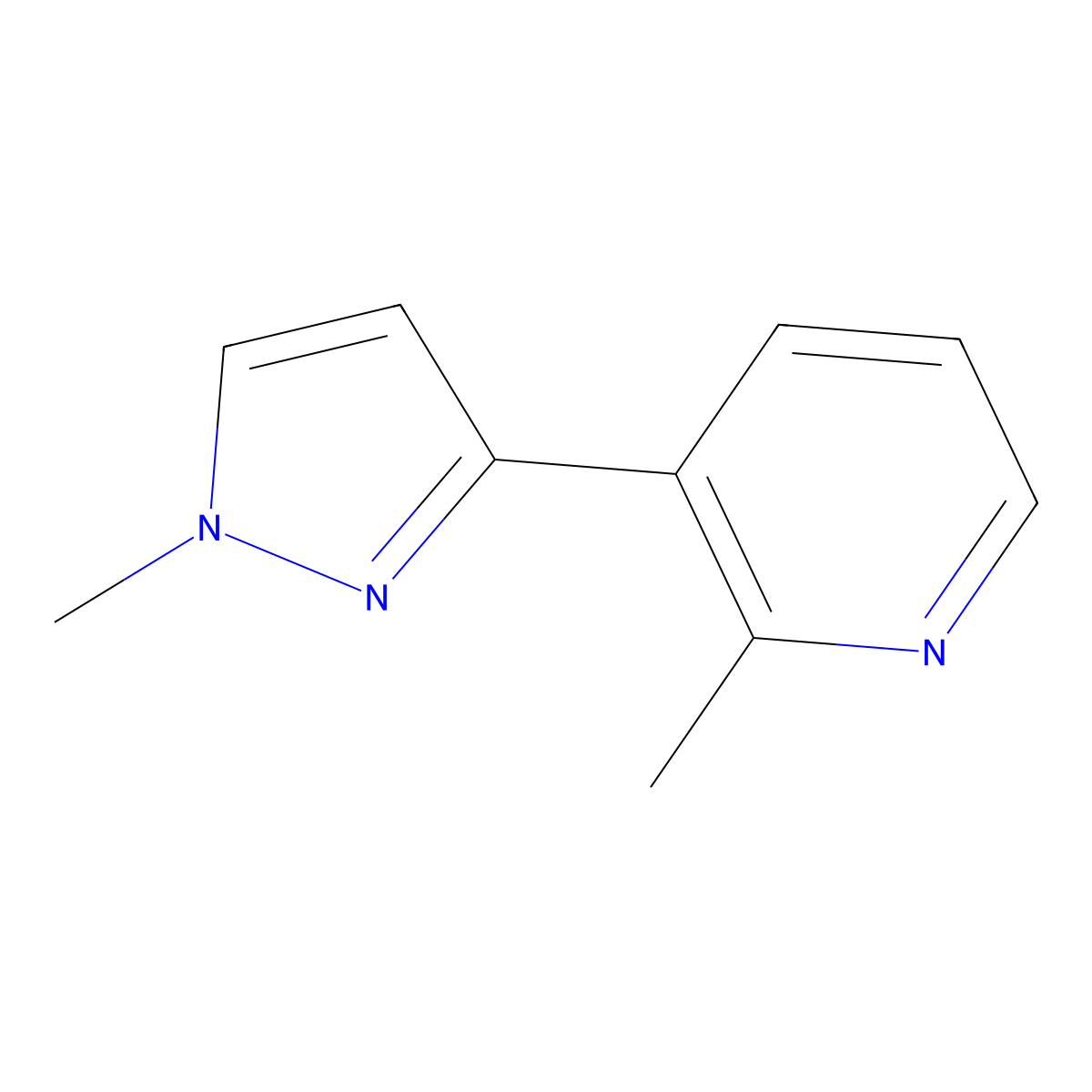 2-Methyl-3-(1-methyl-1H-pyrazol-3-yl)pyridine molecular structure, CAS 1619991-50-2