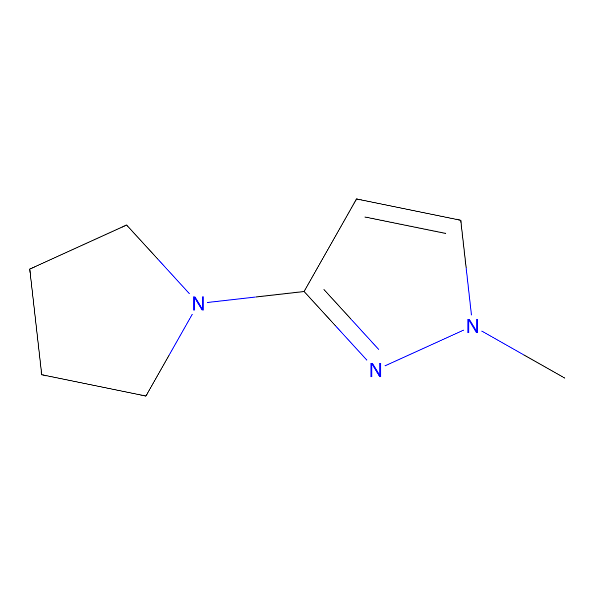 1-Methyl-3-(pyrrolidin-1-yl)-1H-pyrazole molecular structure, CAS 1619993-53-1