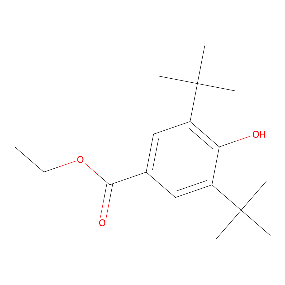 Benzoic acid, 3,5-bis(1,1-dimethylethyl)-4-hydroxy-, ethyl ester molecular structure, CAS 1620-64-0