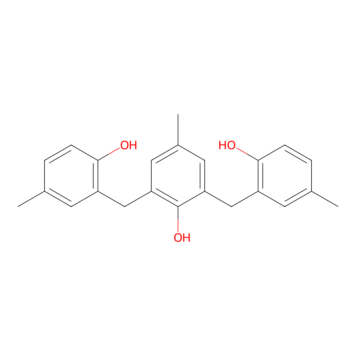 2,6-Bis((2-hydroxy-5-methylphenyl)methyl)-4-methylphenol molecular structure, CAS 1620-68-4