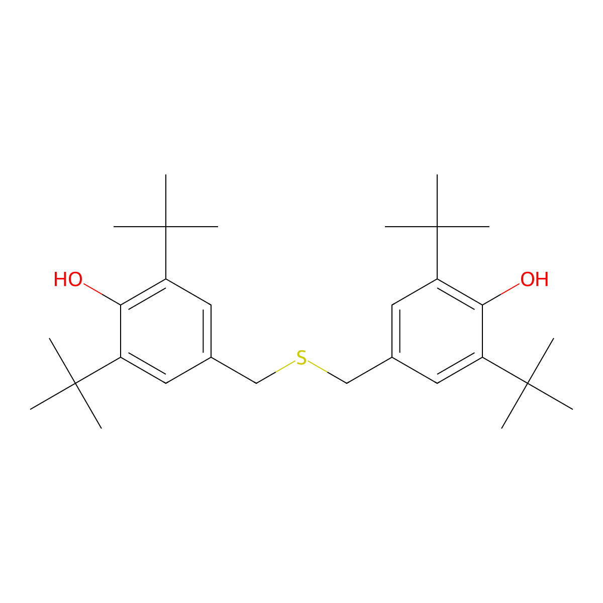 alpha,alpha'-Thiobis(2,6-di-tert-butyl-p-cresol) molecular structure, CAS 1620-93-5