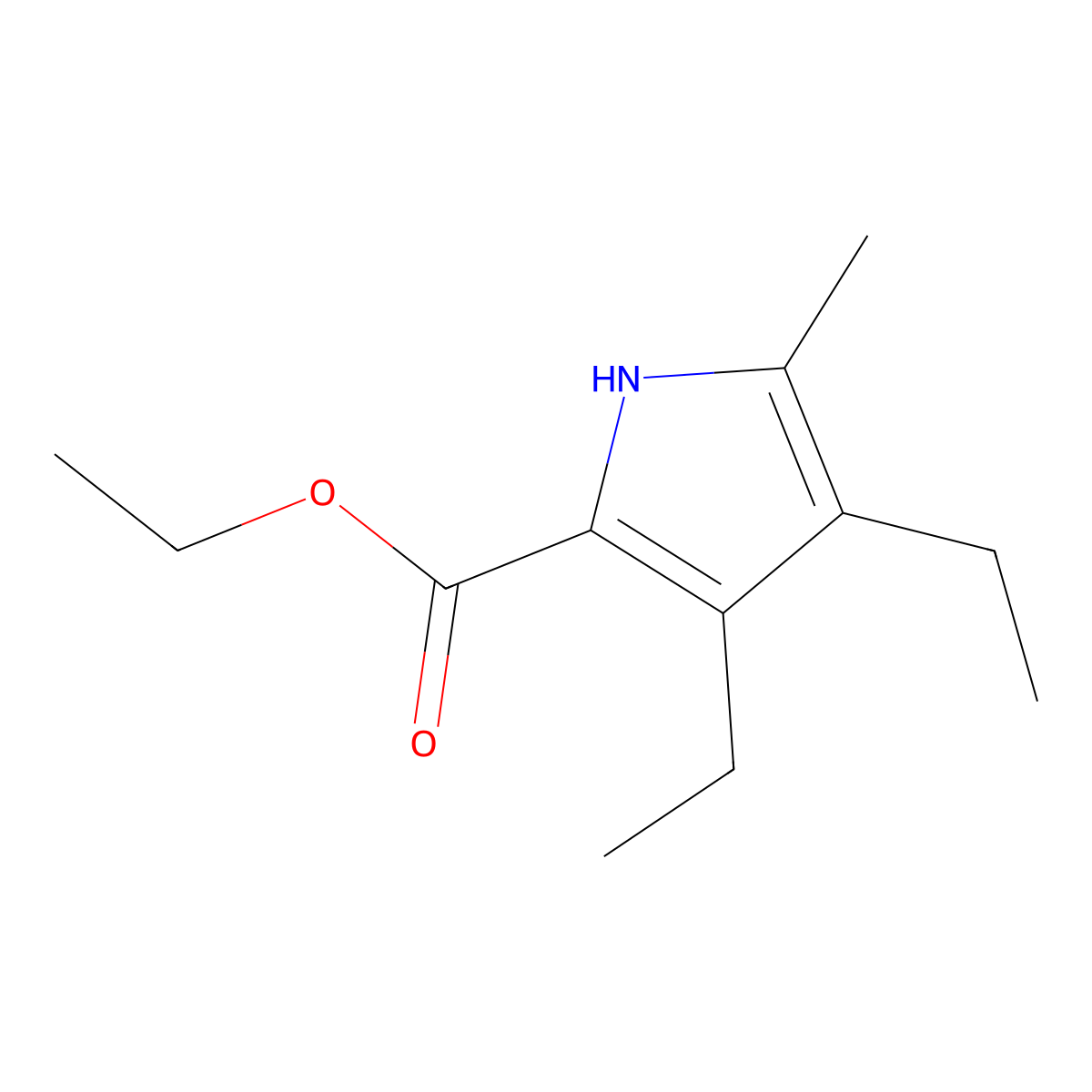 3,4-Diethyl-2-ethoxycarbonyl-5-methylpyrrole molecular structure, CAS 16200-50-3