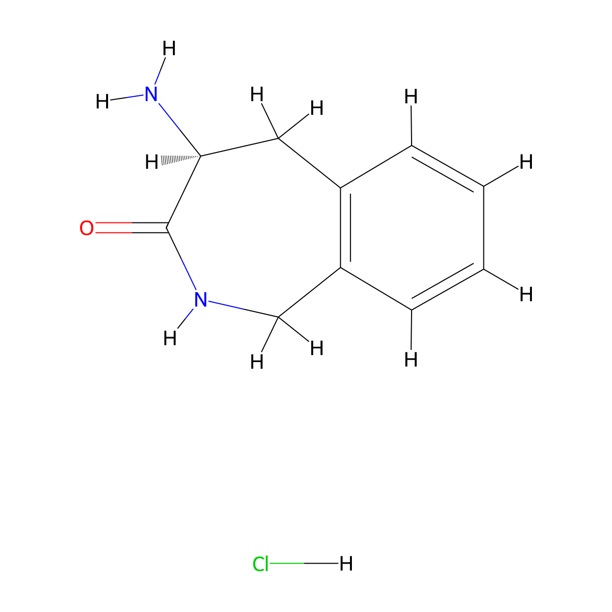 (S)-4-amino-1,2,4,5-tetrahydro-3H-benzo[c]azepin-3-one hydrochloride molecular structure, CAS 162004-61-7