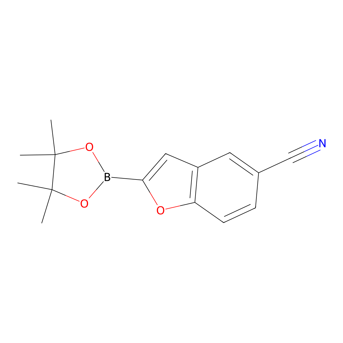 2-(4,4,5,5-Tetramethyl-1,3,2-dioxaborolan-2-yl)benzofuran-5-carbonitrile molecular structure, CAS 1620067-60-8