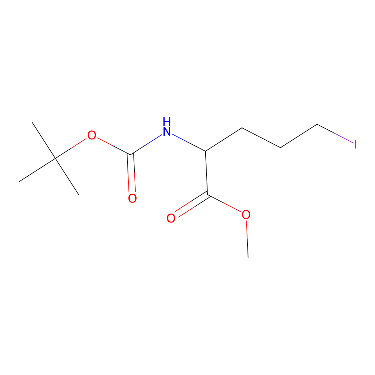 Methyl (S)-2-(Boc-amino)-5-iodopentanoate molecular structure, CAS 162007-08-1