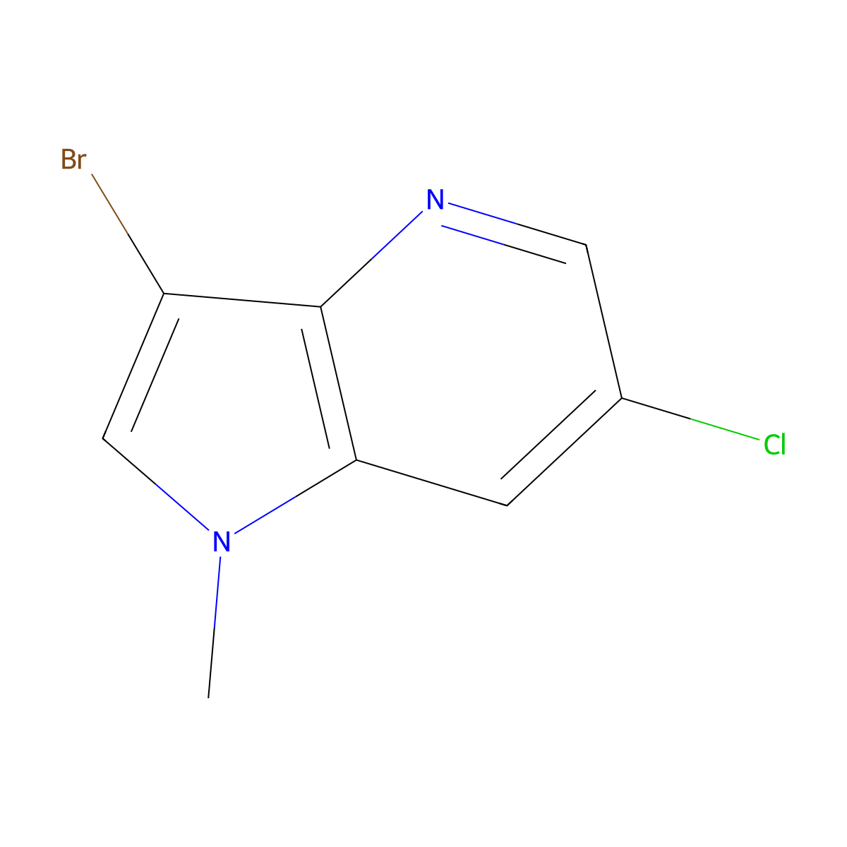 3-bromo-6-chloro-1-methyl-1H-pyrrolo[3,2-b]pyridine molecular structure, CAS 1620098-37-4