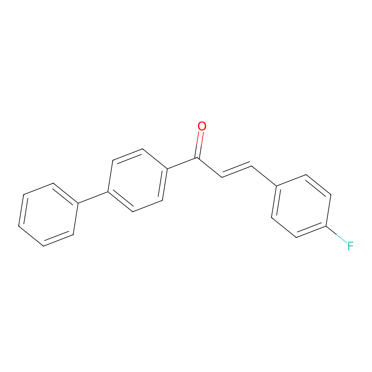(2E)-3-(4-fluorophenyl)-1-(4-phenylphenyl)prop-2-en-1-one molecular structure, CAS 1620136-75-5