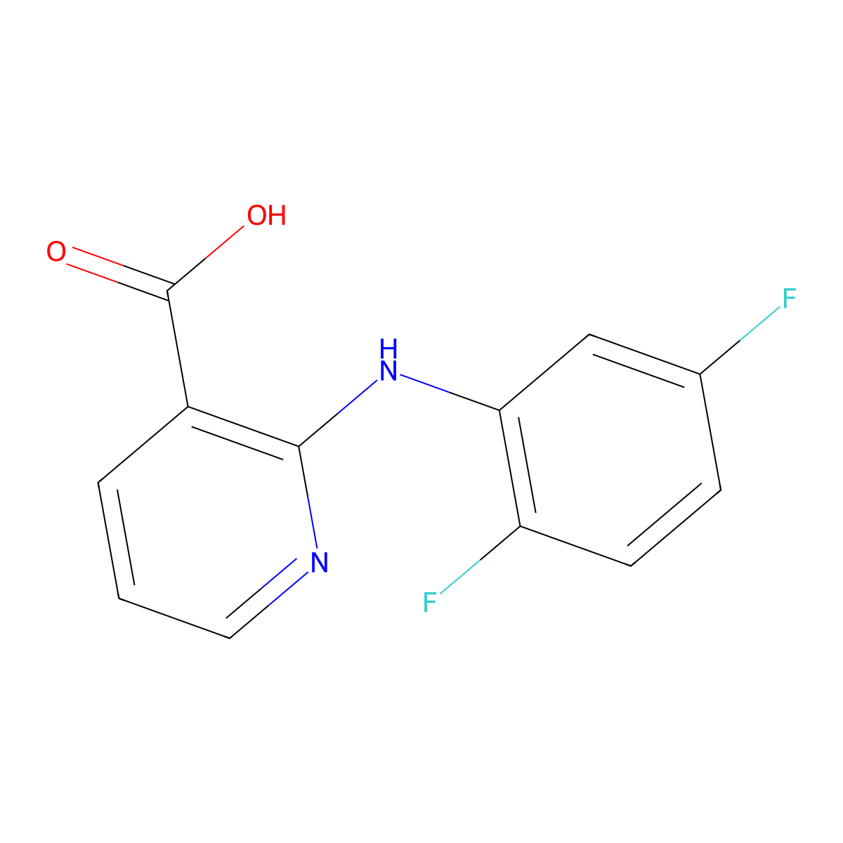 2-[(2,5-Difluorophenyl)amino]pyridine-3-carboxylic acid molecular structure, CAS 162015-31-8