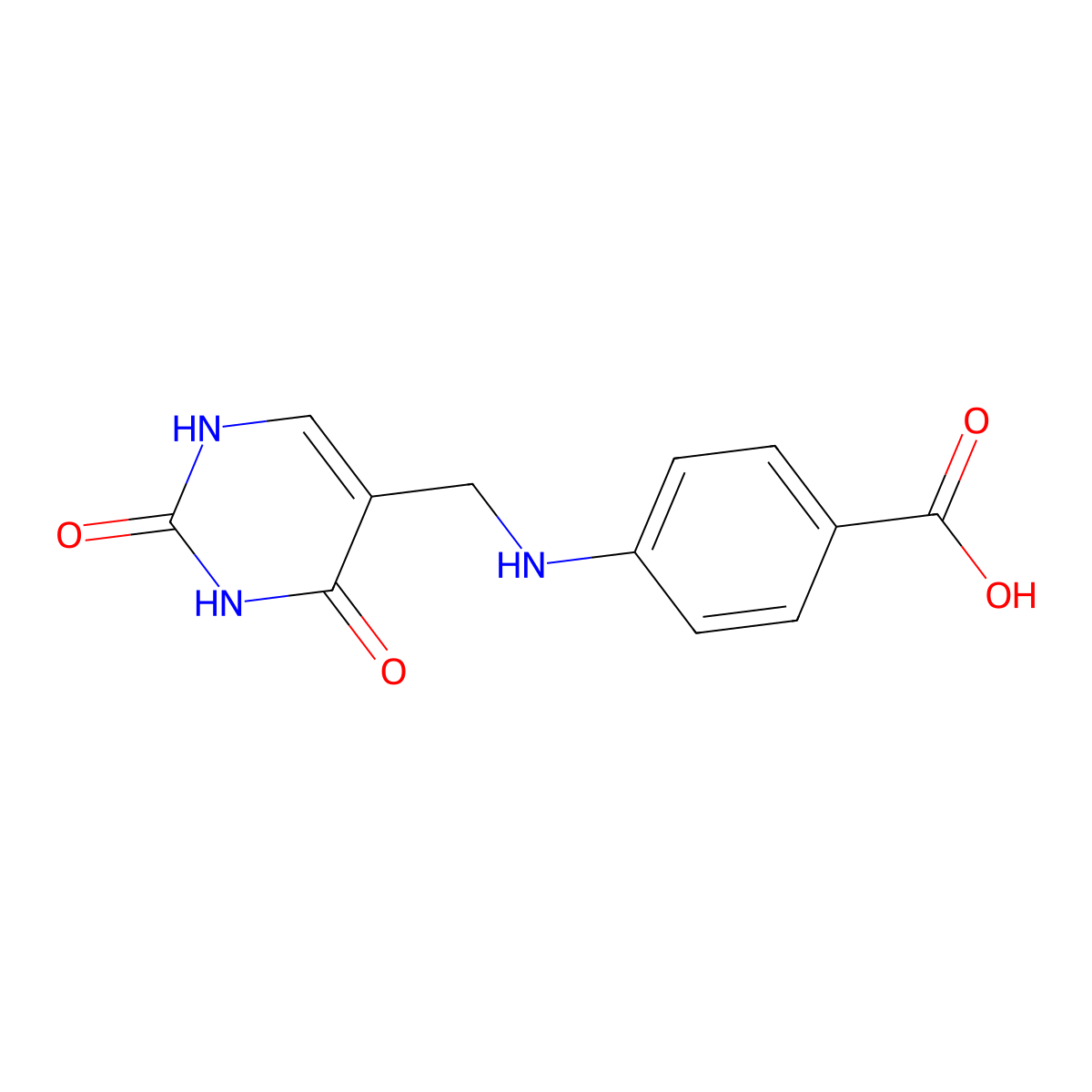 4-[(2,4-dioxo-1H-pyrimidin-5-yl)methylamino]benzoic acid molecular structure, CAS 16202-53-2