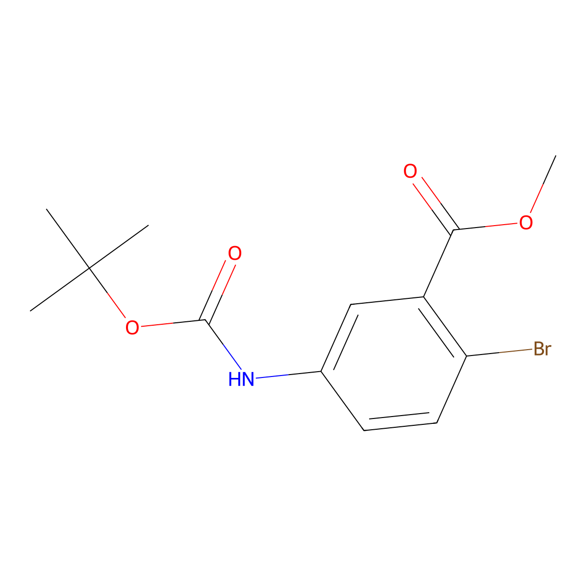 Methyl 2-bromo-5-((tert-butoxycarbonyl)amino)benzoate molecular structure, CAS 1620228-26-3