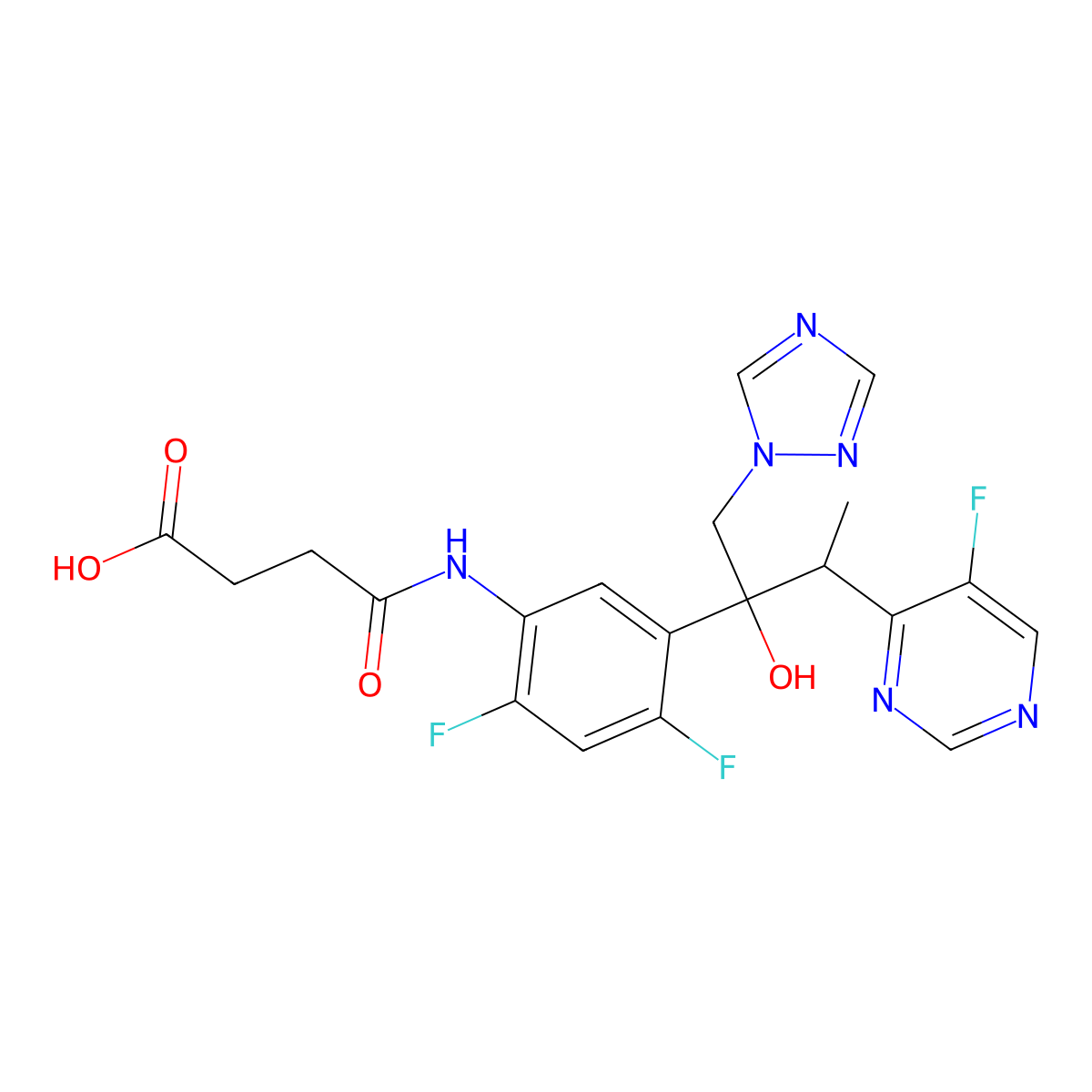 4-((2,4-difluoro-5-((2R,3S)-3-(5-fluoropyrimidin-4-yl)-2-hydroxy-1-(1H-1,2,4-triazol-1-yl)butan-2-yl)phenyl)amino)-4-oxobutanoic acid molecular structure, CAS 1620283-05-7