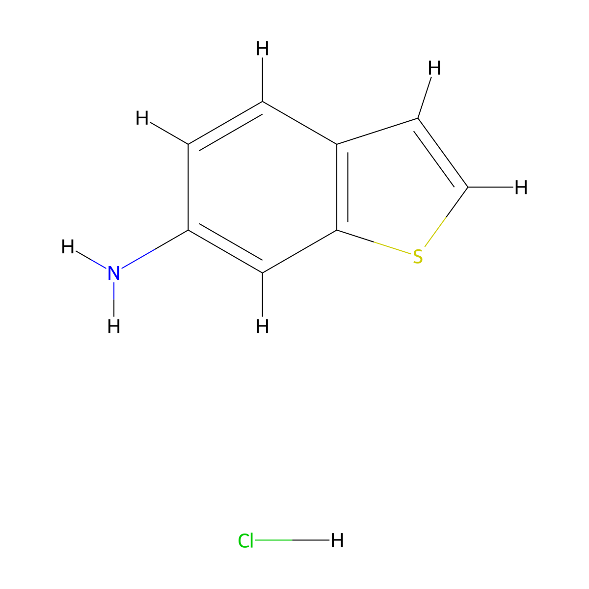 1-Benzothiophen-6-amine hydrochloride molecular structure, CAS 1620293-23-3