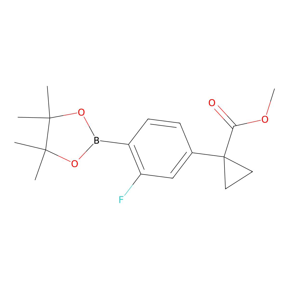 Methyl 1-(3-fluoro-4-(4,4,5,5-tetramethyl-1,3,2-dioxaborolan-2-yl)phenyl)cyclopropanecarboxylate molecular structure, CAS 1620318-28-6
