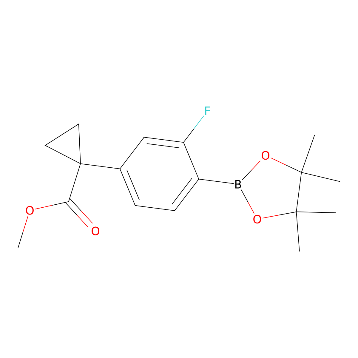 Methyl 1-(3-fluoro-4-(4,4,5,5-tetramethyl-1,3,2-dioxaborolan-2-yl)phenyl)cyclopropanecarboxylate molecular structure, CAS 1620318-28-6