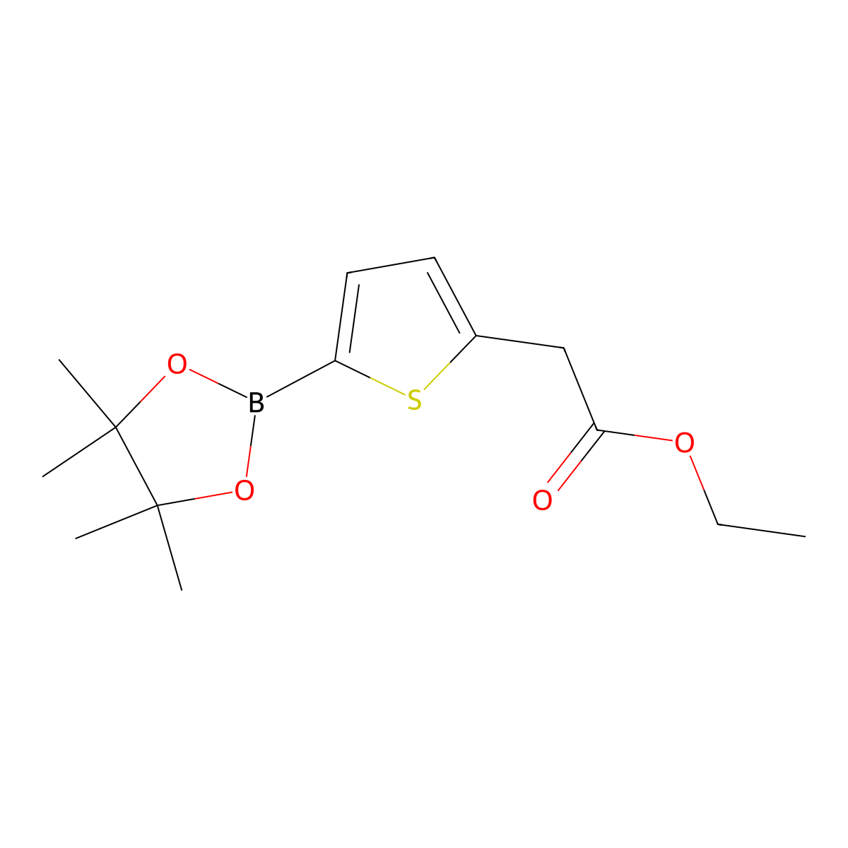 Ethyl 2-(5-(4,4,5,5-tetramethyl-1,3,2-dioxaborolan-2-yl)thiophen-2-yl)acetate molecular structure, CAS 1620318-41-3
