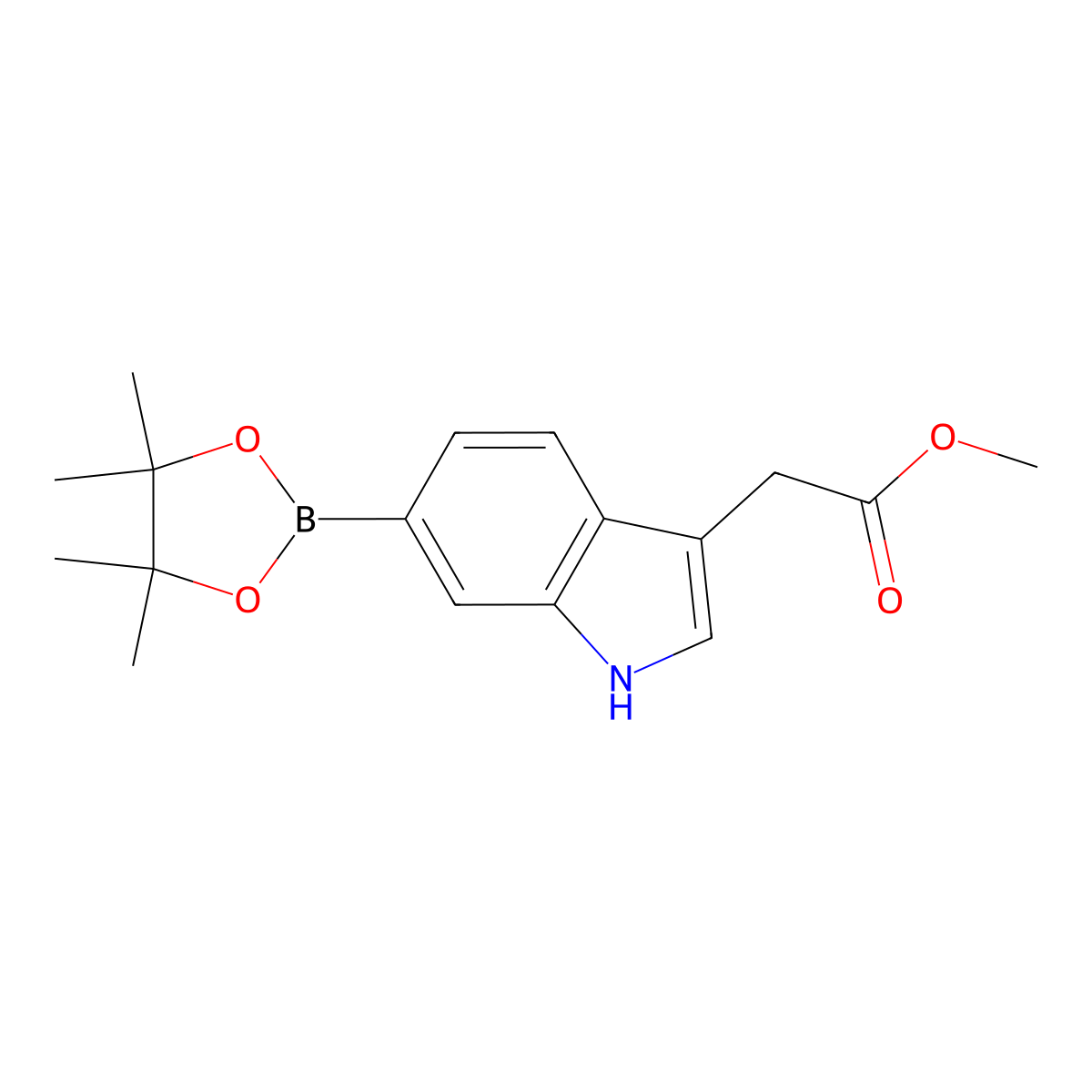 Methyl 2-(6-(4,4,5,5-tetramethyl-1,3,2-dioxaborolan-2-YL)-1H-indol-3-YL)acetate molecular structure, CAS 1620318-81-1