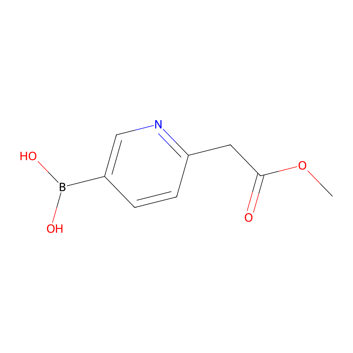 (6-(2-Methoxy-2-oxoethyl)pyridin-3-yl)boronic acid molecular structure, CAS 1620319-80-3