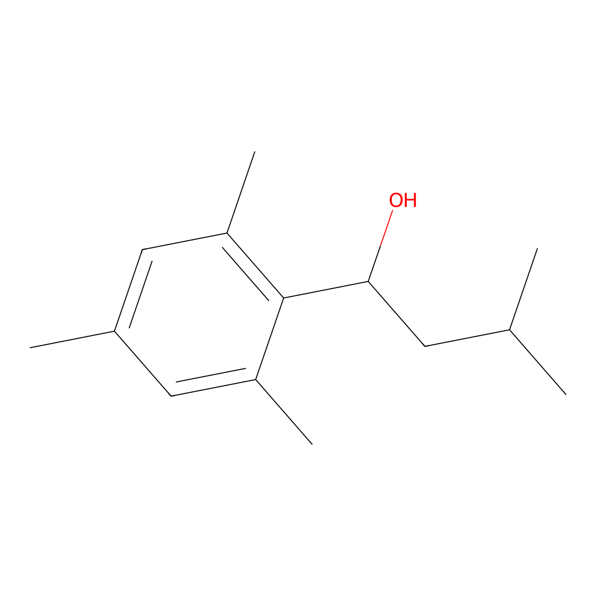 alpha-Isobutyl-2,4,6-trimethylbenzyl alcohol molecular structure, CAS 16204-64-1