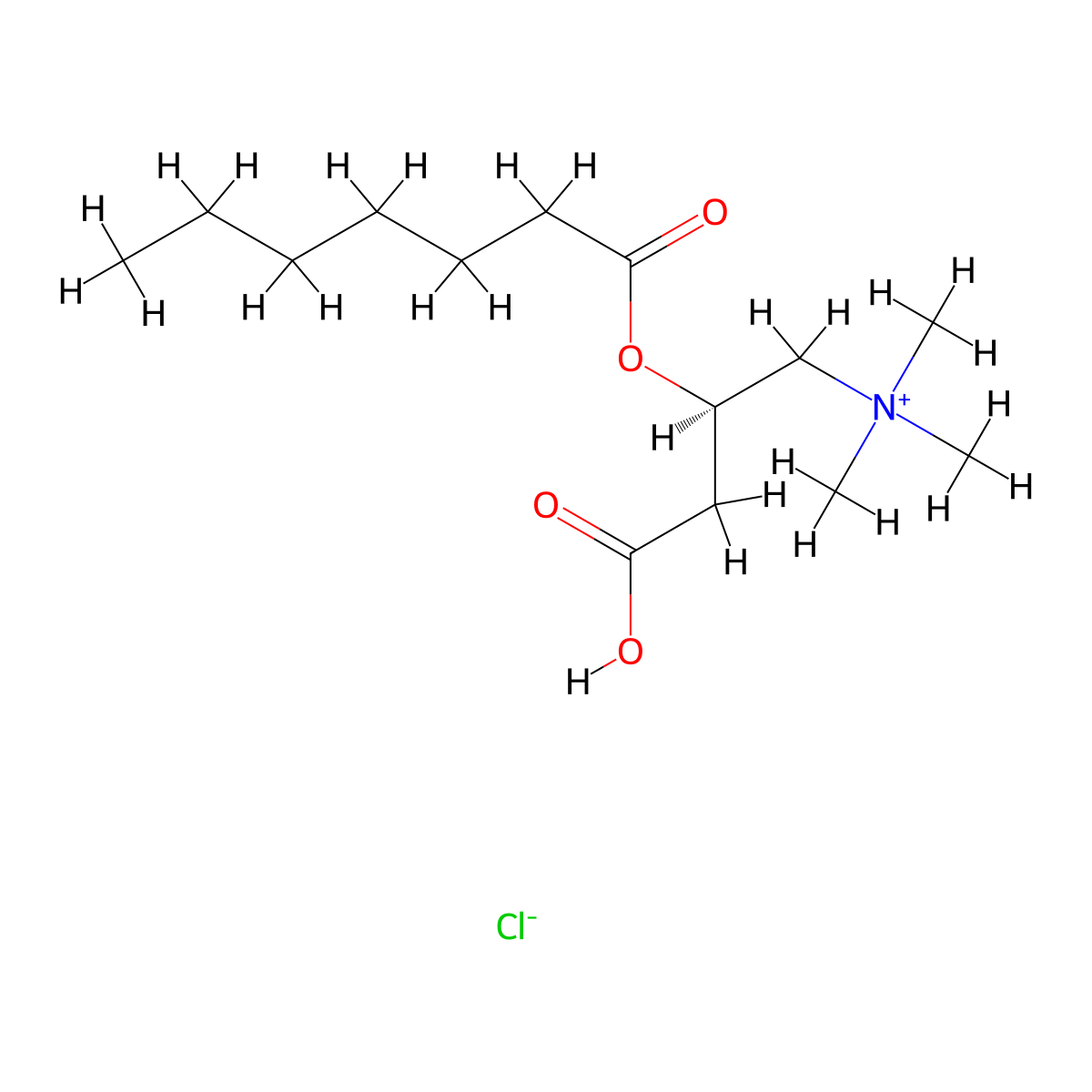Heptanoyl-L-carnitine (chloride) molecular structure, CAS 162041-08-9