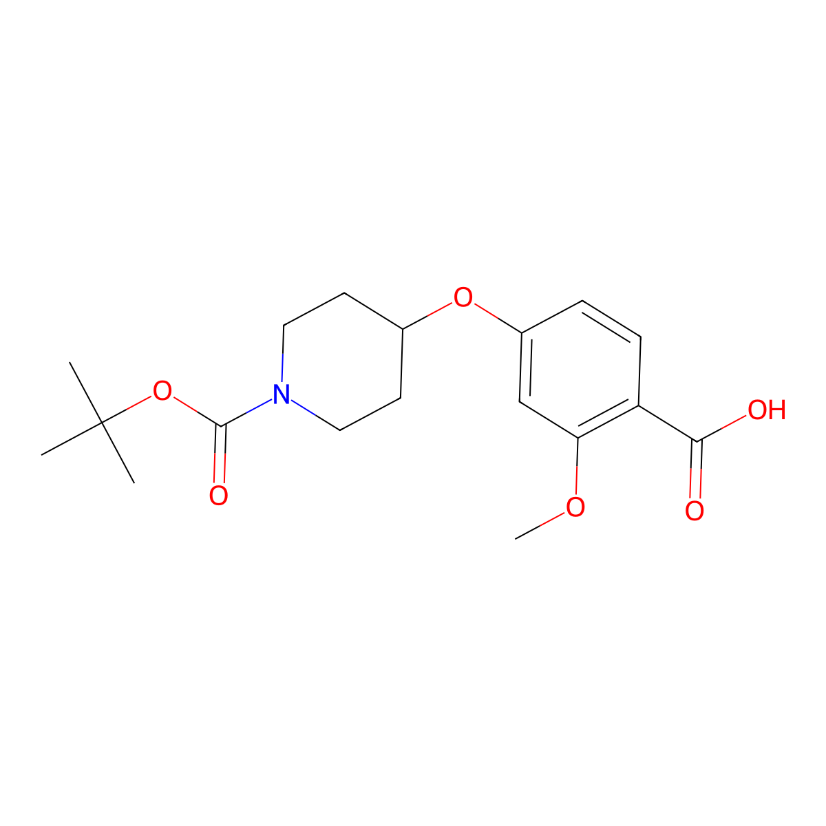 4-((1-(Tert-butoxycarbonyl)piperidin-4-YL)oxy)-2-methoxybenzoic acid molecular structure, CAS 162045-38-7