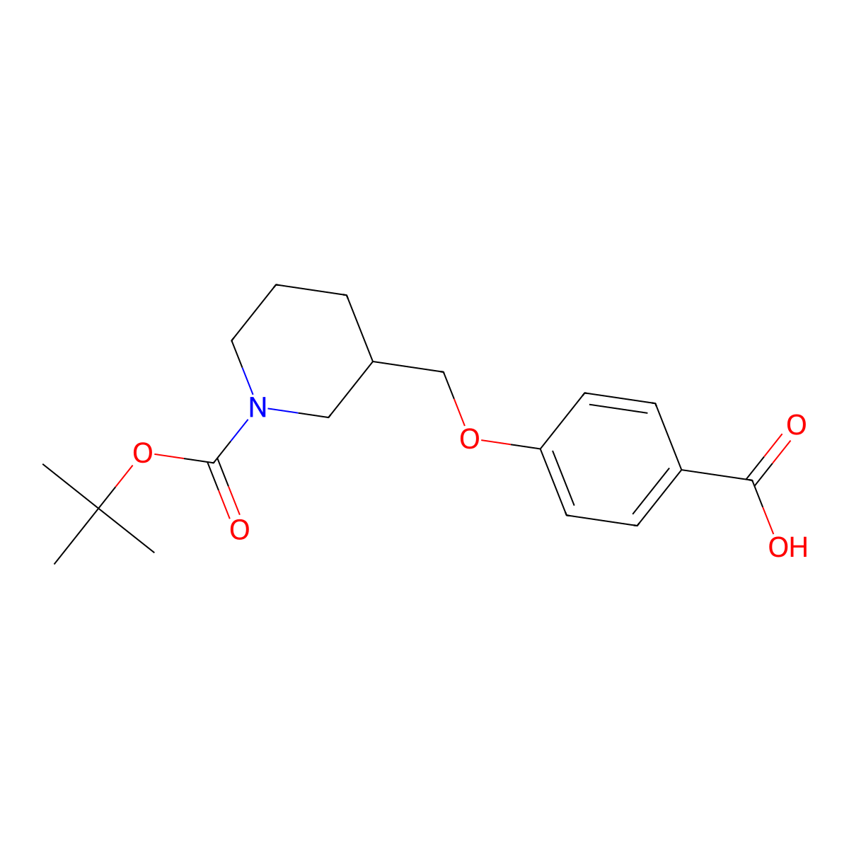 4-((1-(Tert-butoxycarbonyl)piperidin-3-yl)methoxy)benzoic acid molecular structure, CAS 162045-40-1