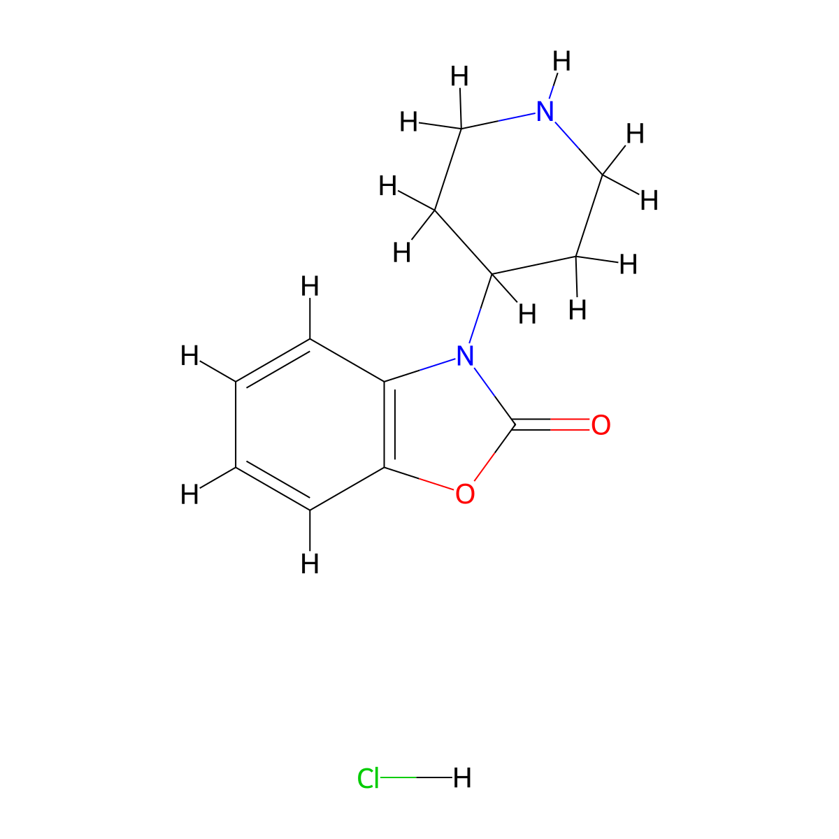 3-(Piperidin-4-yl)-1,3-benzoxazol-2(3H)-one--hydrogen chloride (1/1) molecular structure, CAS 162045-54-7