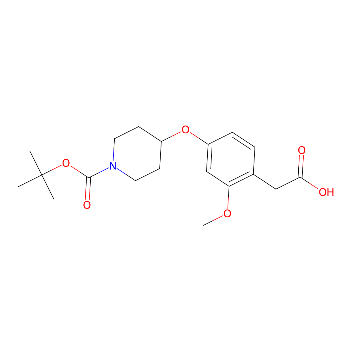2-(4-(1-(Tert-butoxycarbonyl)piperidin-4-yloxy)-2-methoxyphenyl)acetic acid molecular structure, CAS 162045-86-5