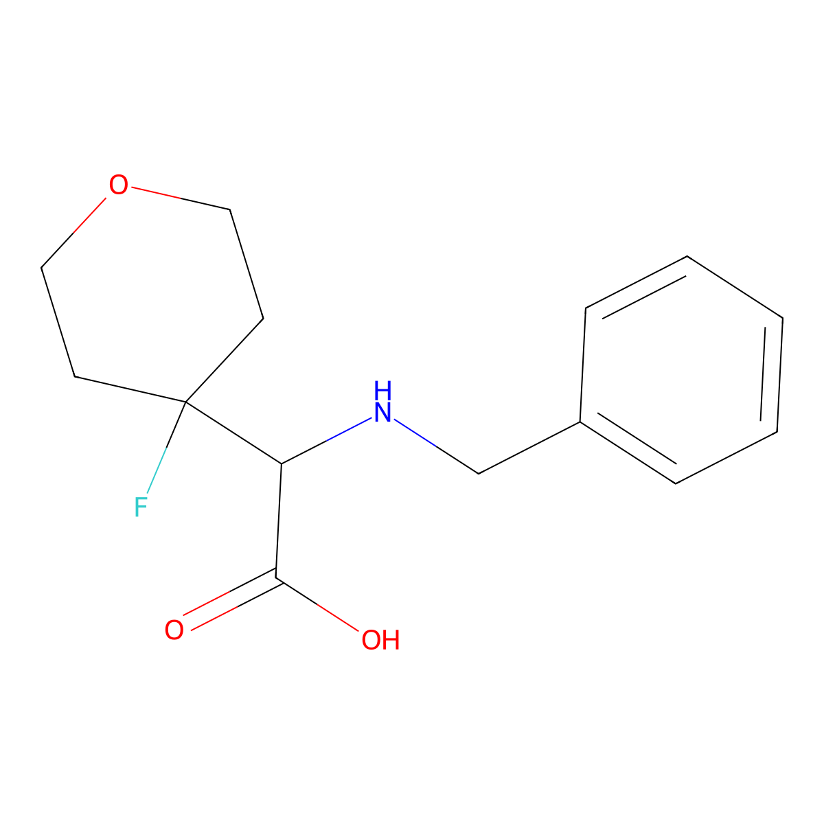 2-(Benzylamino)-2-(4-fluorotetrahydro-2H-pyran-4-yl)acetic acid molecular structure, CAS 1620450-73-8