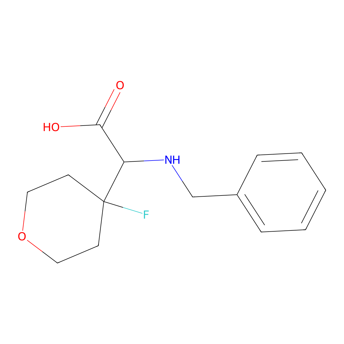 2-(Benzylamino)-2-(4-fluorotetrahydro-2H-pyran-4-yl)acetic acid molecular structure, CAS 1620450-73-8
