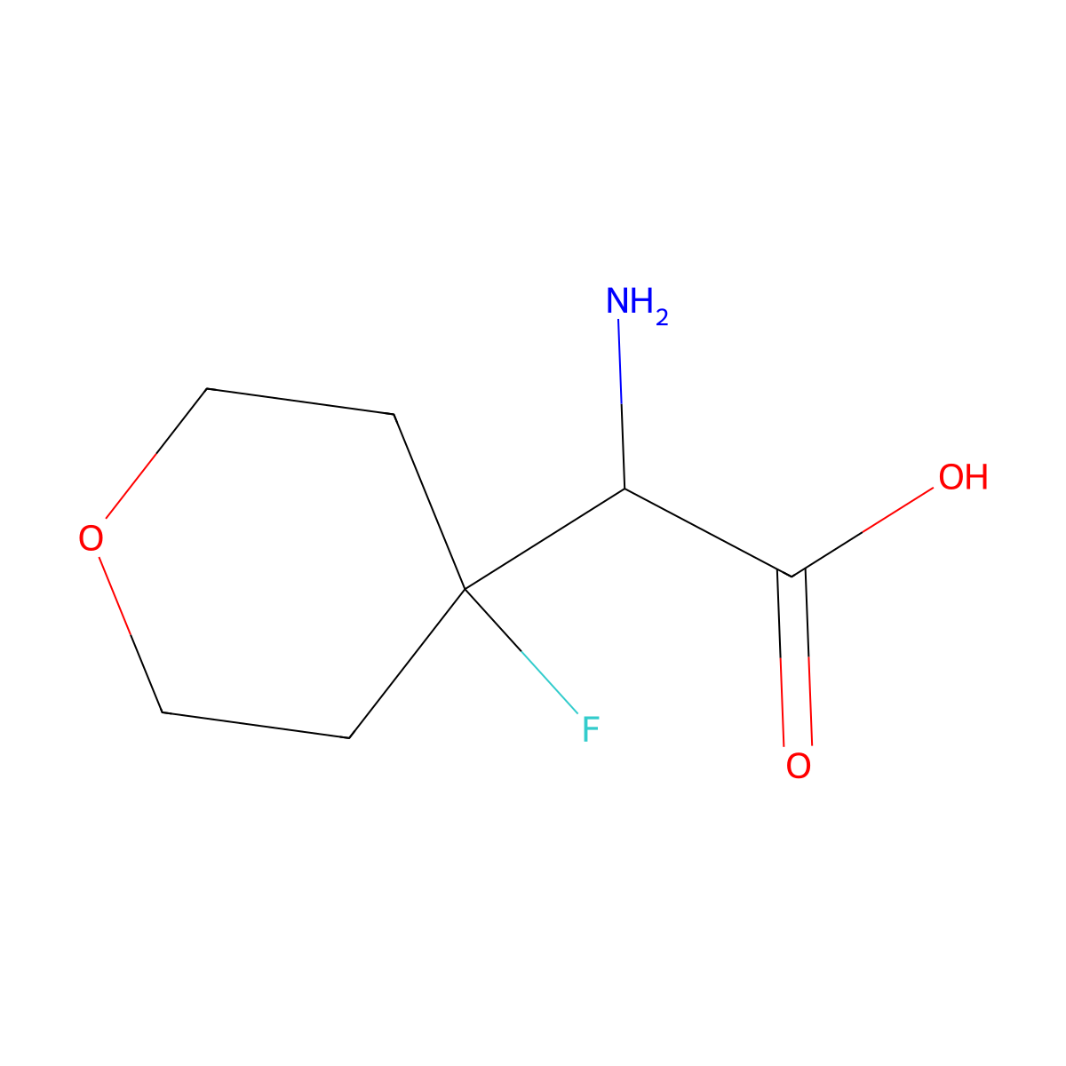 2-Amino-2-(4-fluorooxan-4-yl)acetic acid molecular structure, CAS 1620450-74-9