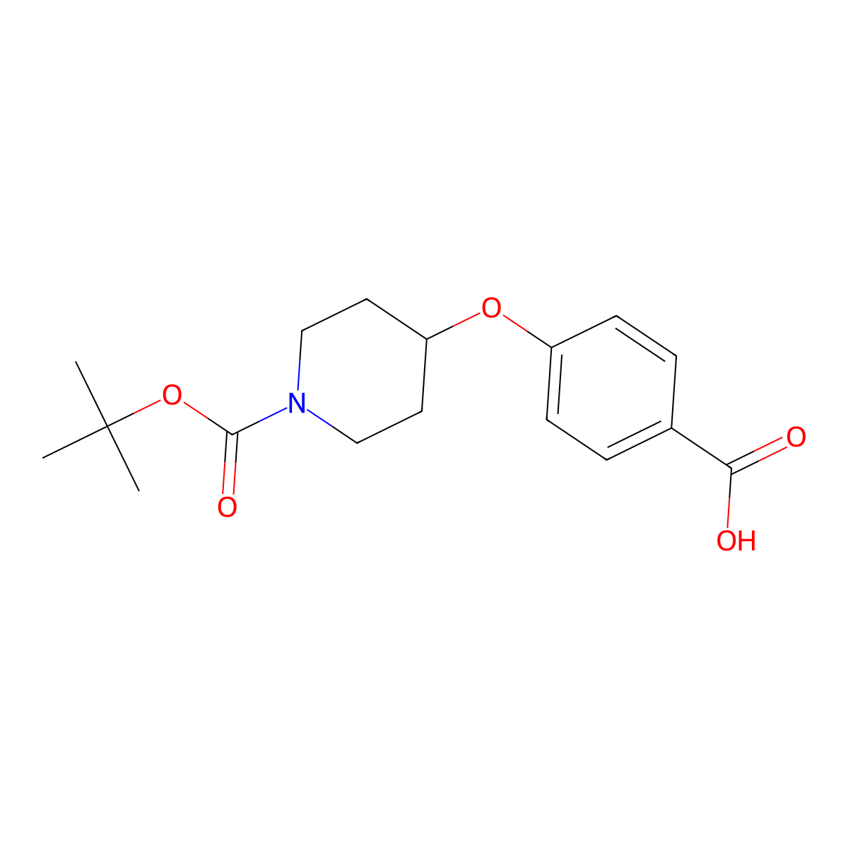 4-((1-(tert-Butoxycarbonyl)piperidin-4-yl)oxy)benzoic acid molecular structure, CAS 162046-56-2