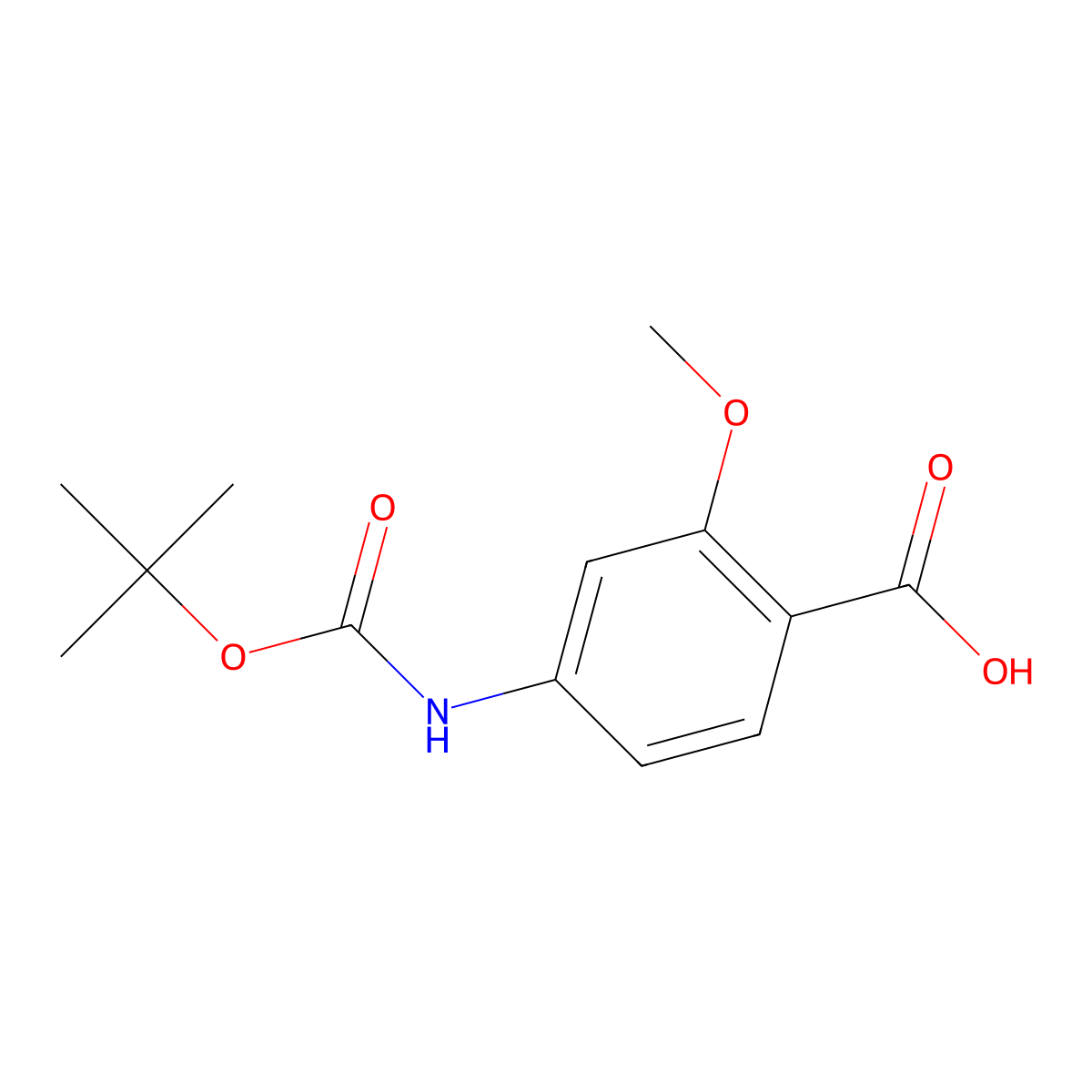4-((tert-Butoxycarbonyl)amino)-2-methoxybenzoic acid molecular structure, CAS 162046-57-3
