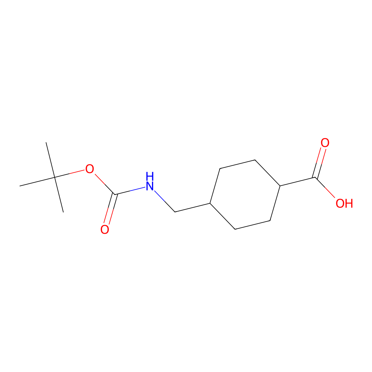 (1r,4r)-4-((((Tert-butoxy)carbonyl)amino)methyl)cyclohexane-1-carboxylic acid molecular structure, CAS 162046-58-4
