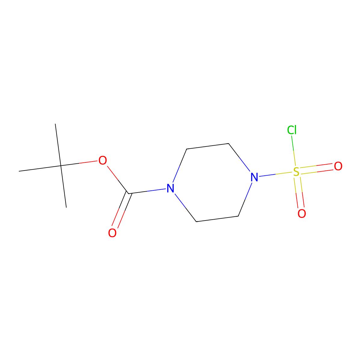 tert-Butyl 4-(chlorosulfonyl)piperazine-1-carboxylate molecular structure, CAS 162046-65-3