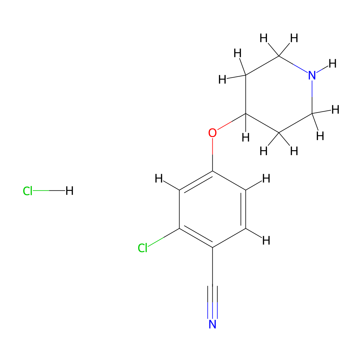 2-Chloro-4-(piperidin-4-yloxy)benzonitrile hydrochloride molecular structure, CAS 1620482-39-4