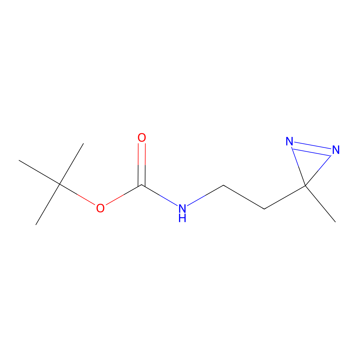 tert-butyl N-[2-(3-methyl-3H-diazirin-3-yl)ethyl]carbamate molecular structure, CAS 1620483-19-3