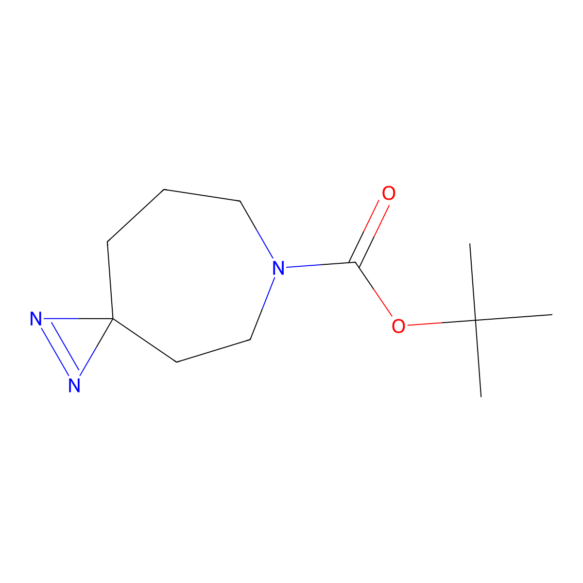 Tert-butyl 1,2,6-triazaspiro[2.6]non-1-ene-6-carboxylate molecular structure, CAS 1620483-20-6