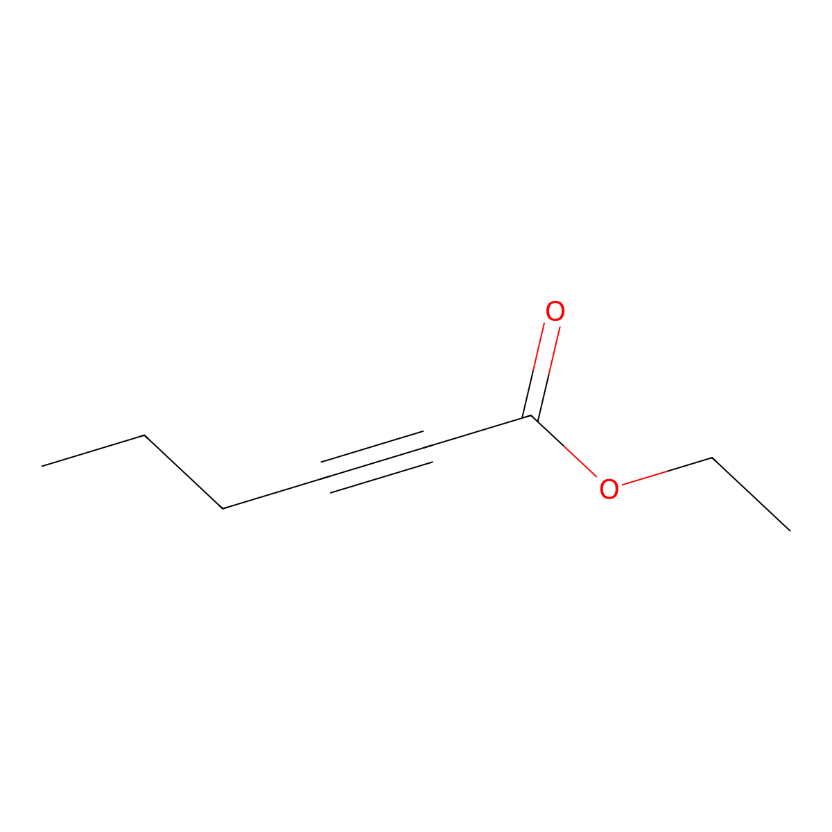 Ethyl hex-2-ynoate molecular structure, CAS 16205-90-6