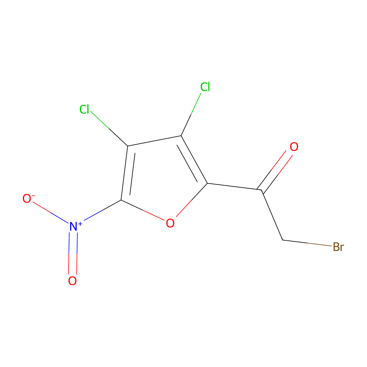 Ethanone, 2-bromo-1-(3,4-dichloro-5-nitro-2-furanyl)- molecular structure, CAS 162050-09-1