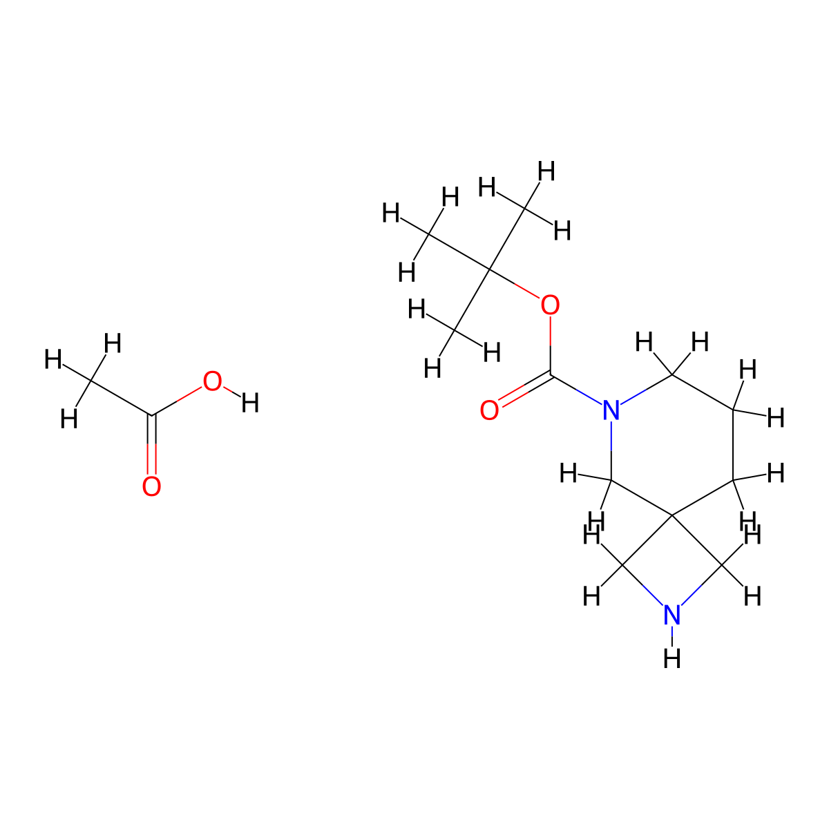 tert-Butyl 2,6-diazaspiro[3.5]nonane-6-carboxylate acetate molecular structure, CAS 1620516-23-5